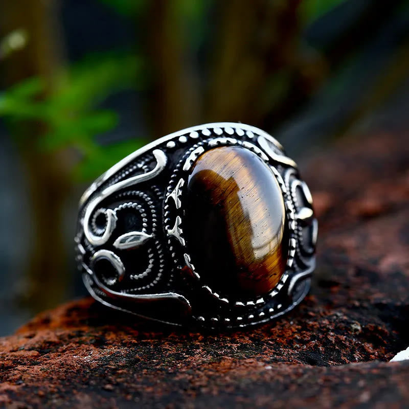 FREE Today: Vintage Tiger's Eye Stainless Steel Oval Brown Stone Ring - image 5
