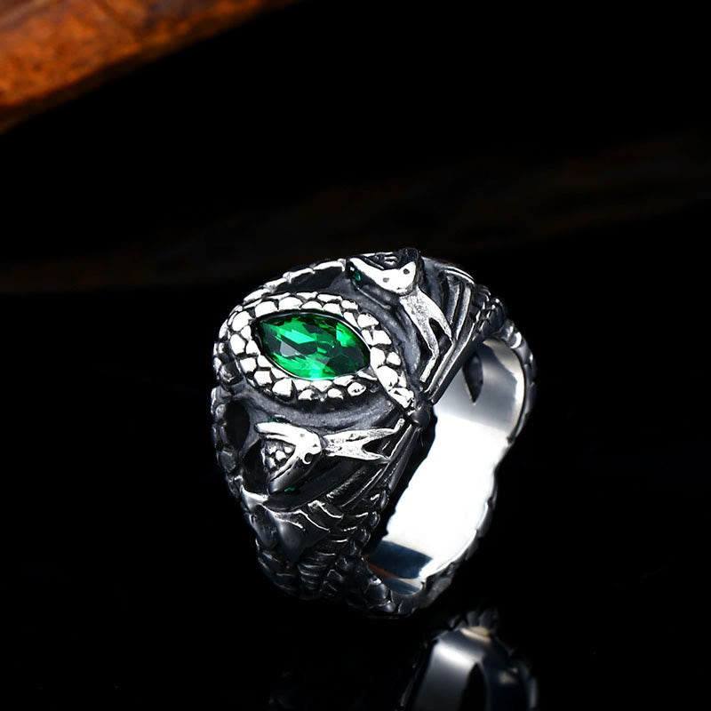 FREE Today: Devils Eye Stainless Steel Green Gemstone Snake Serpent Ring - image 6
