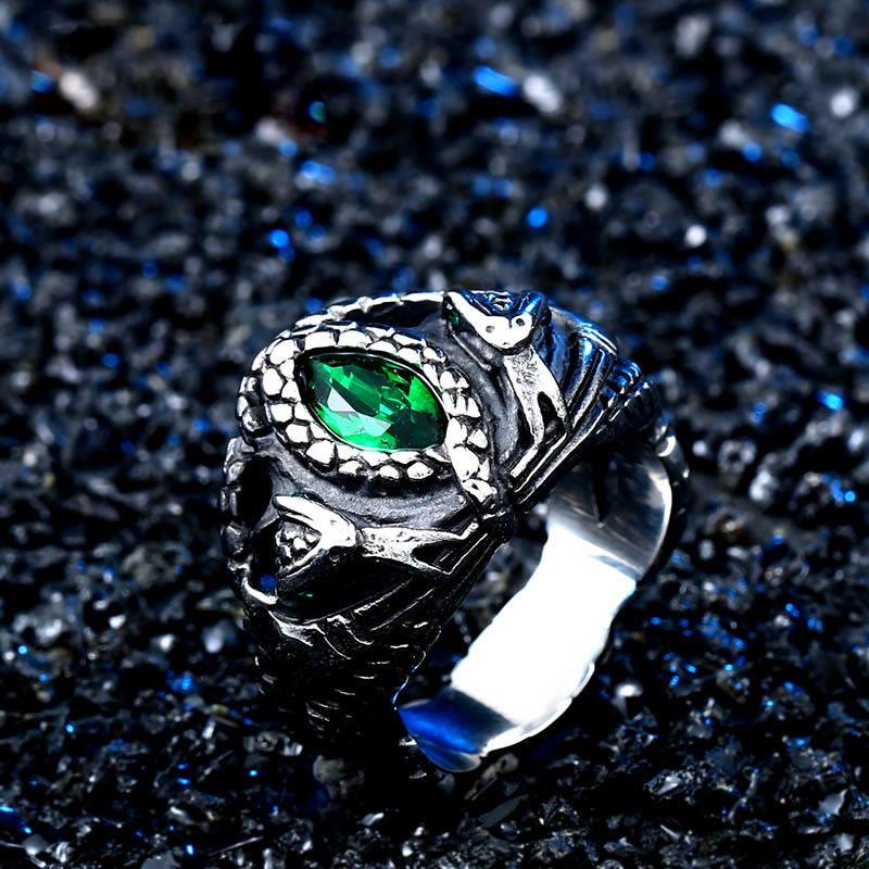 FREE Today: Devils Eye Stainless Steel Green Gemstone Snake Serpent Ring - image 3