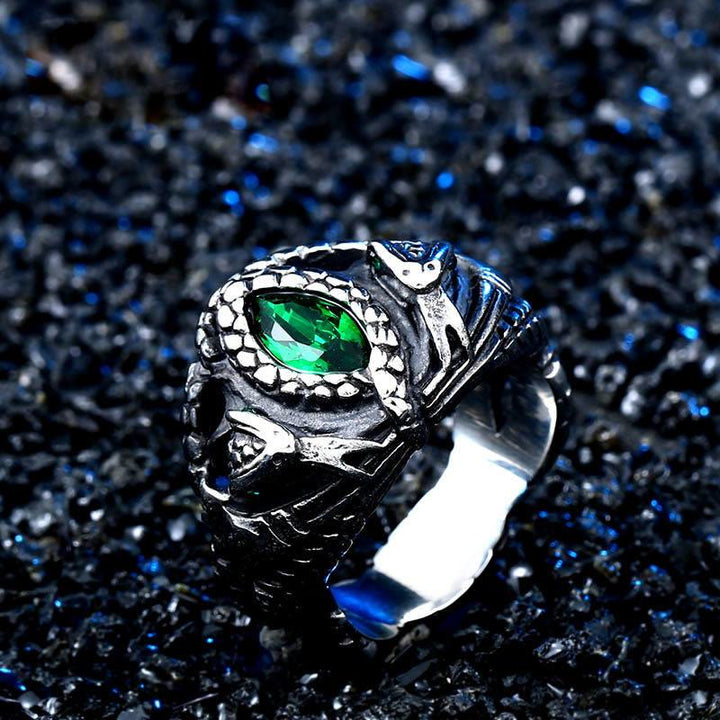 FREE Today: Devils Eye Stainless Steel Green Gemstone Snake Serpent Ring - image 3