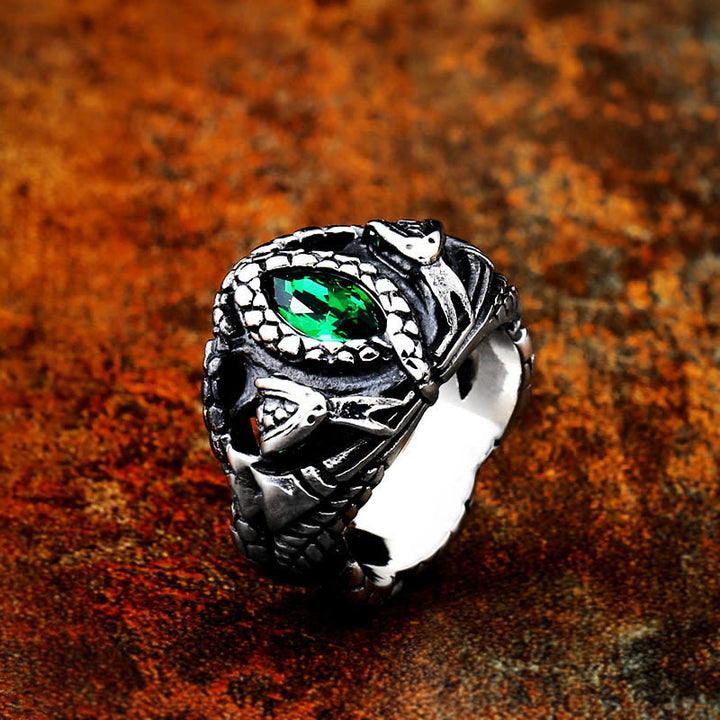 FREE Today: Devils Eye Stainless Steel Green Gemstone Snake Serpent Ring - image 4