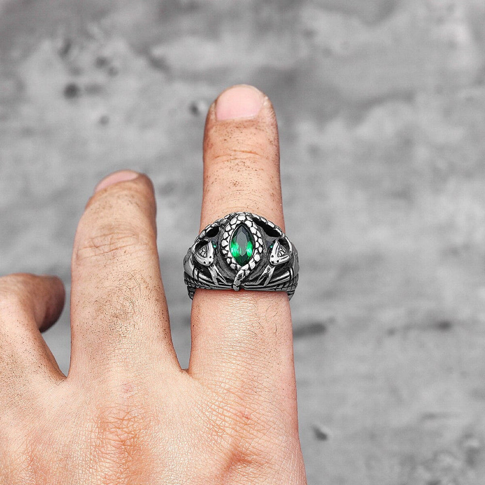 FREE Today: Devils Eye Stainless Steel Green Gemstone Snake Serpent Ring - image 1