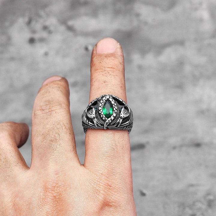 FREE Today: Devils Eye Stainless Steel Green Gemstone Snake Serpent Ring - image 1