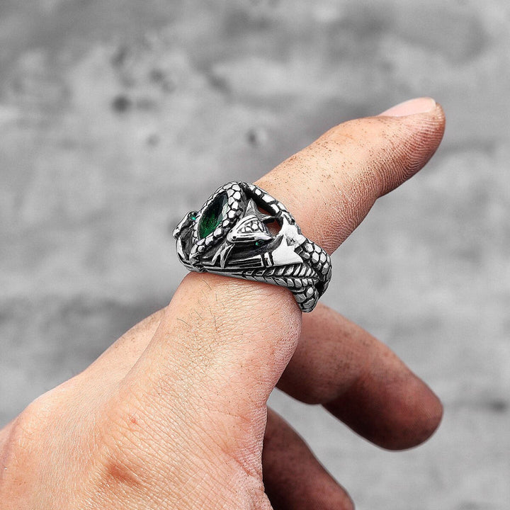 FREE Today: Devils Eye Stainless Steel Green Gemstone Snake Serpent Ring - image 2