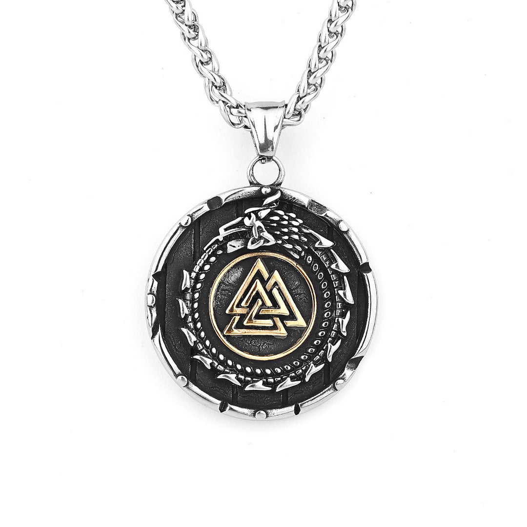 FREE Today: Valknut Vegvisir Dragon Odin Triangle Rune Pendant Men's Stainless Steel Pendant Necklace - image 7