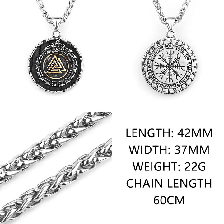 FREE Today: Valknut Vegvisir Dragon Odin Triangle Rune Pendant Men's Stainless Steel Pendant Necklace - image 8