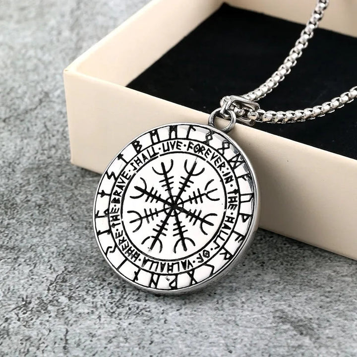 FREE Today: Valknut Vegvisir Dragon Odin Triangle Rune Pendant Men's Stainless Steel Pendant Necklace - image 4