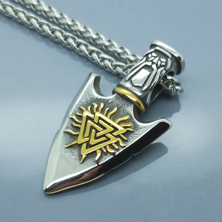 FREE Today: Viking Odin's Triangle Valknut Arrow Necklace - Silver Color - image 0