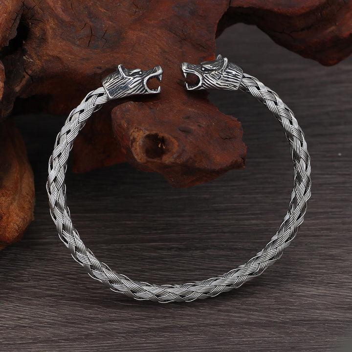 FREE Today: Viking Century Wolf Head Stainless Steel Bracelet - Silver Color - image 0