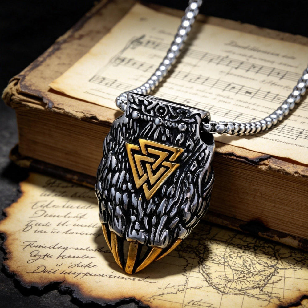 FREE Today: Nordic Viking Bear Paw Valknut Pendant Necklace - image 1