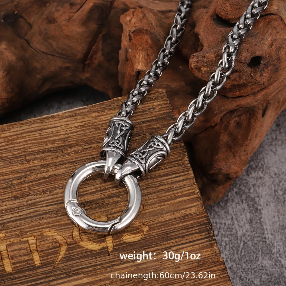 FREE Today: Nordic Raven skull Runed Necklace with O-Ring Clip Keel chain - Silver - image 0