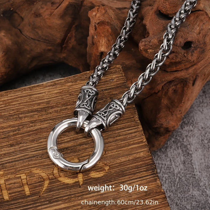 FREE Today: Nordic Raven skull Runed Necklace with O-Ring Clip Keel chain - Silver - image 0
