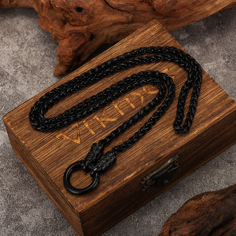 FREE Today: Nordic Raven skull Runed Necklace with O-Ring Clip Keel chain - Black - image 7