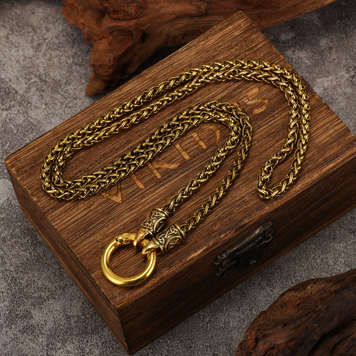 FREE Today: Nordic Raven skull Runed Necklace with O-Ring Clip Keel chain - Gloden - image 6