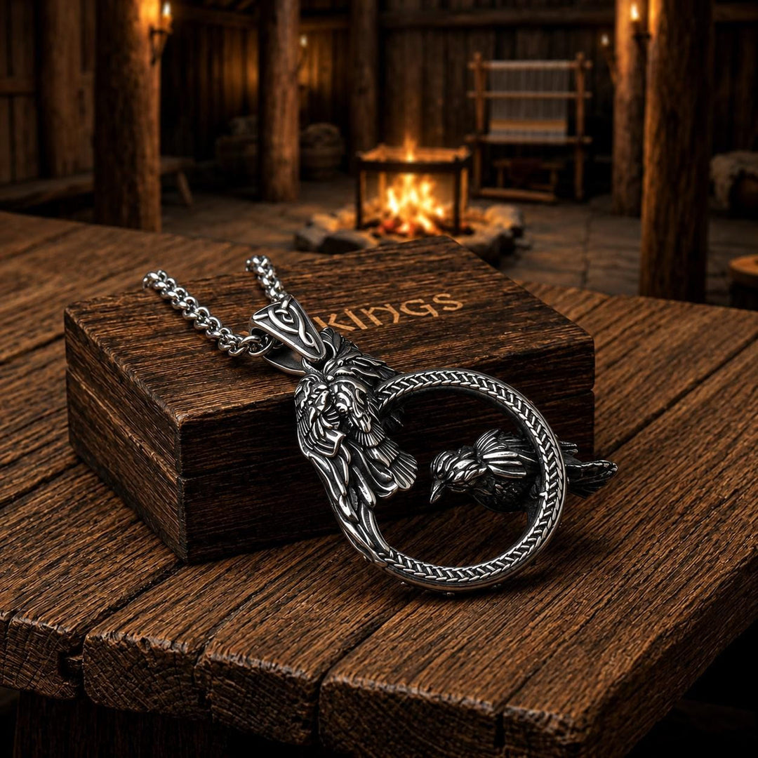 FREE Today: Odin's Raven Stainless Steel  Huginn & Muninn Pendant Necklace - image 2