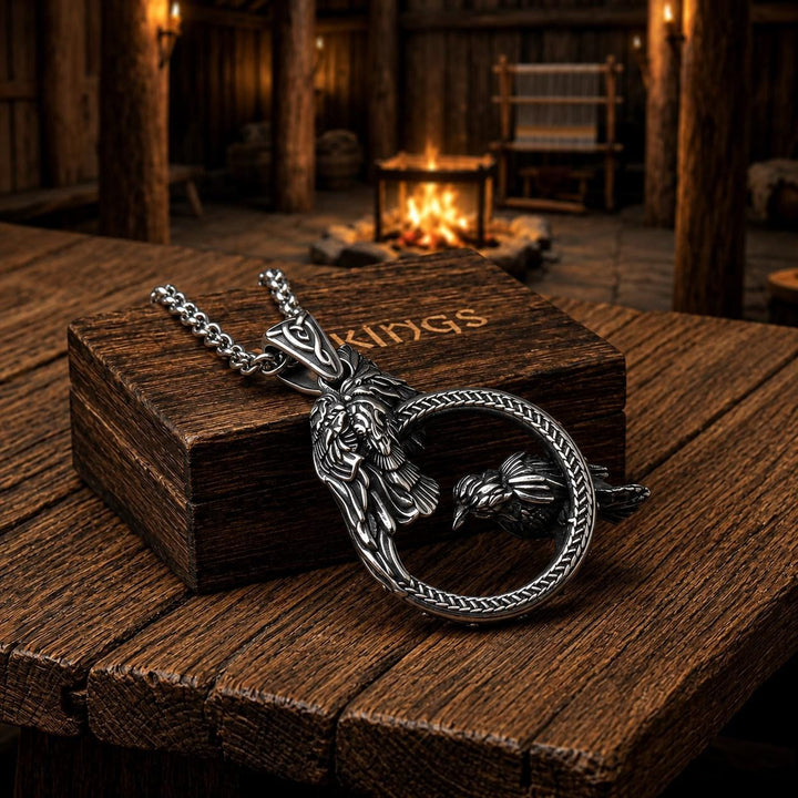 FREE Today: Odin's Raven Stainless Steel  Huginn & Muninn Pendant Necklace - image 2