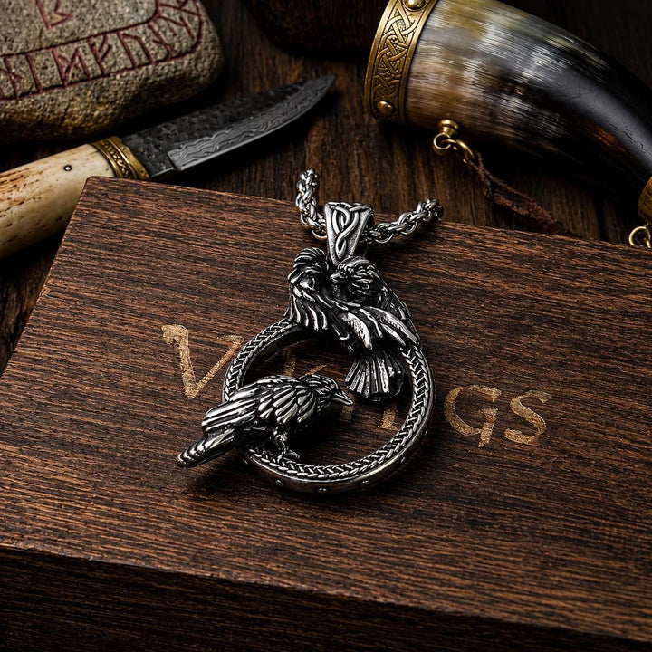 FREE Today: Odin's Raven Stainless Steel  Huginn & Muninn Pendant Necklace - image 4