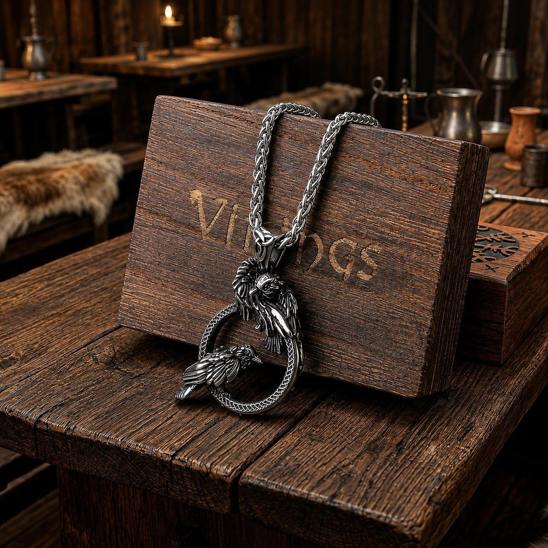 FREE Today: Odin's Raven Stainless Steel  Huginn & Muninn Pendant Necklace - image 3