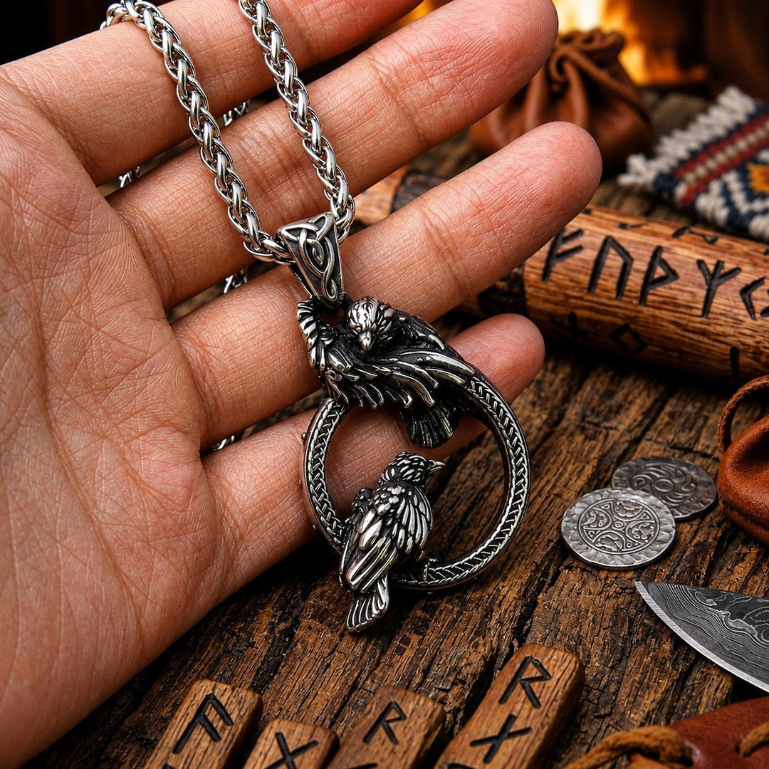 FREE Today: Odin's Raven Stainless Steel  Huginn & Muninn Pendant Necklace - image 1