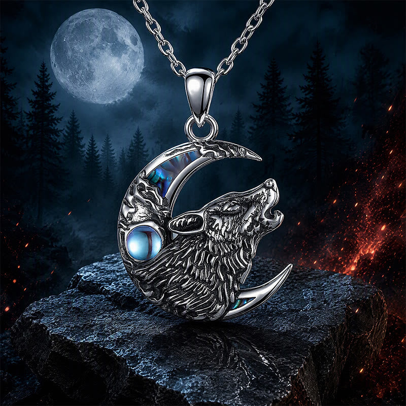 FREE Today: Viking Wolf & Moon Necklace for Men Norse Mythology Wolf Pendant Symbol of Strength - Wolf & Moon - image 0