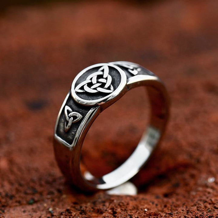 FREE Today: Triquetra Celtic Trinity Knot Stainless Steel Irish Celtic Knot Ring - US 13 - image 0