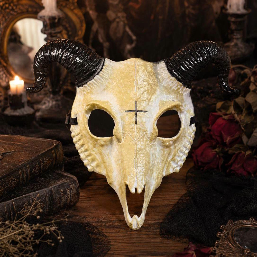 FREE Today: Gothic Goat Skull Head Mask for Cosplay Halloween Decor Prop - Off-White - image 1