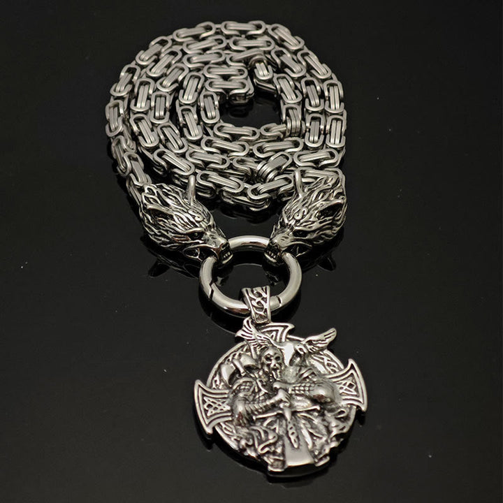 FREE Today: Viking Fenrir Wolf Head and Celtic Cross Stainless Steel Necklace - image 1