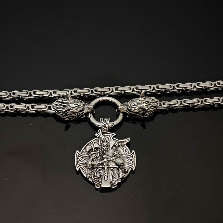 FREE Today: Viking Fenrir Wolf Head and Celtic Cross Stainless Steel Necklace - Viking Fenrir Wolf Head - image 0