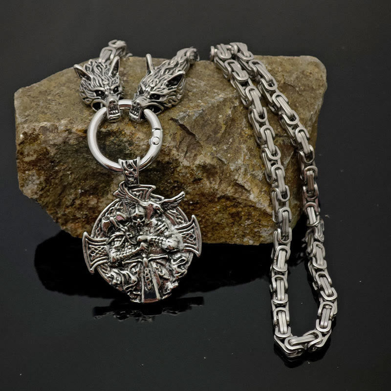 FREE Today: Viking Fenrir Wolf Head and Celtic Cross Stainless Steel Necklace - image 2