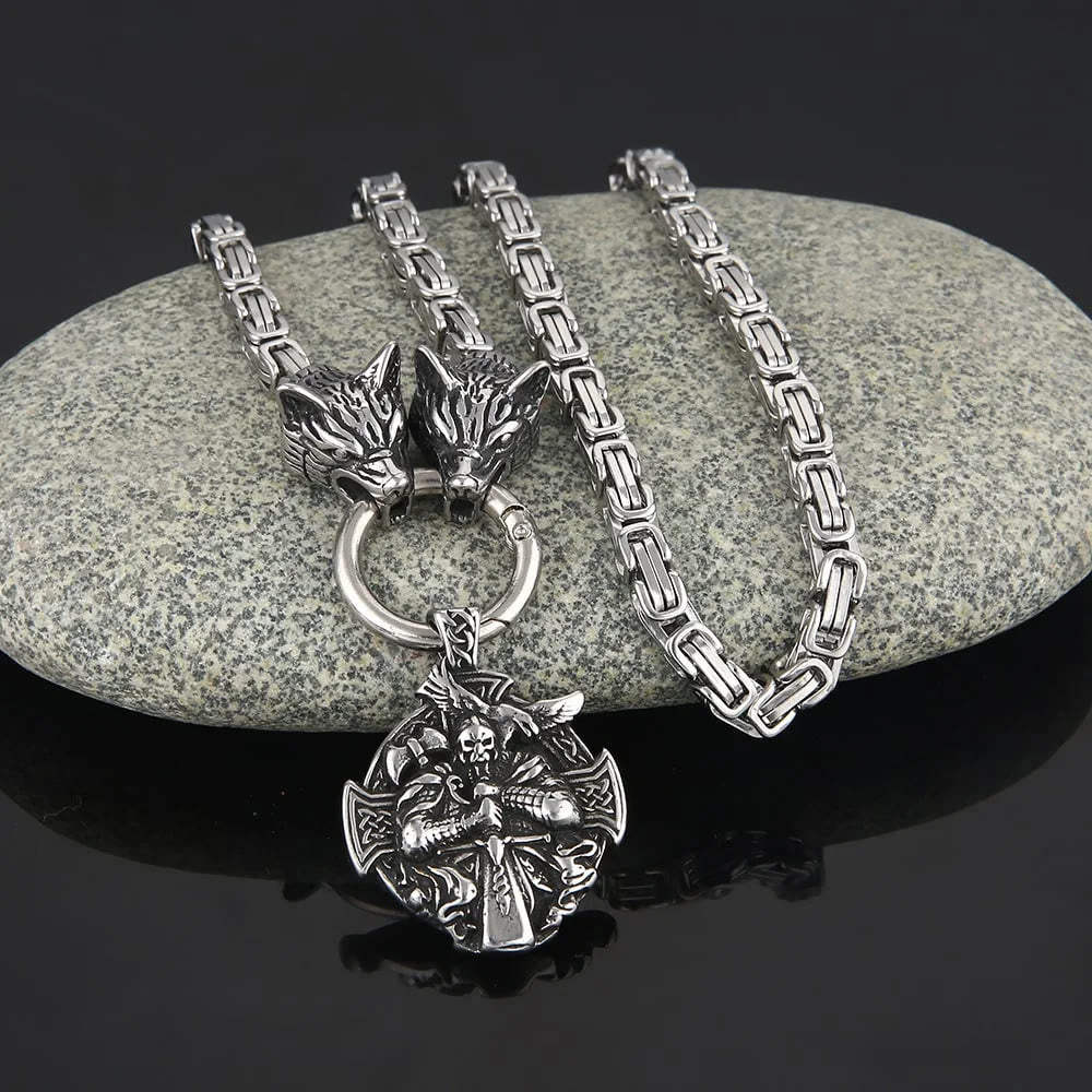 FREE Today: Viking Fenrir Wolf Head and Celtic Cross Stainless Steel Necklace - image 6
