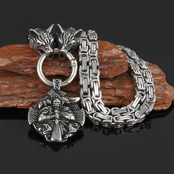 FREE Today: Viking Fenrir Wolf Head and Celtic Cross Stainless Steel Necklace - image 7