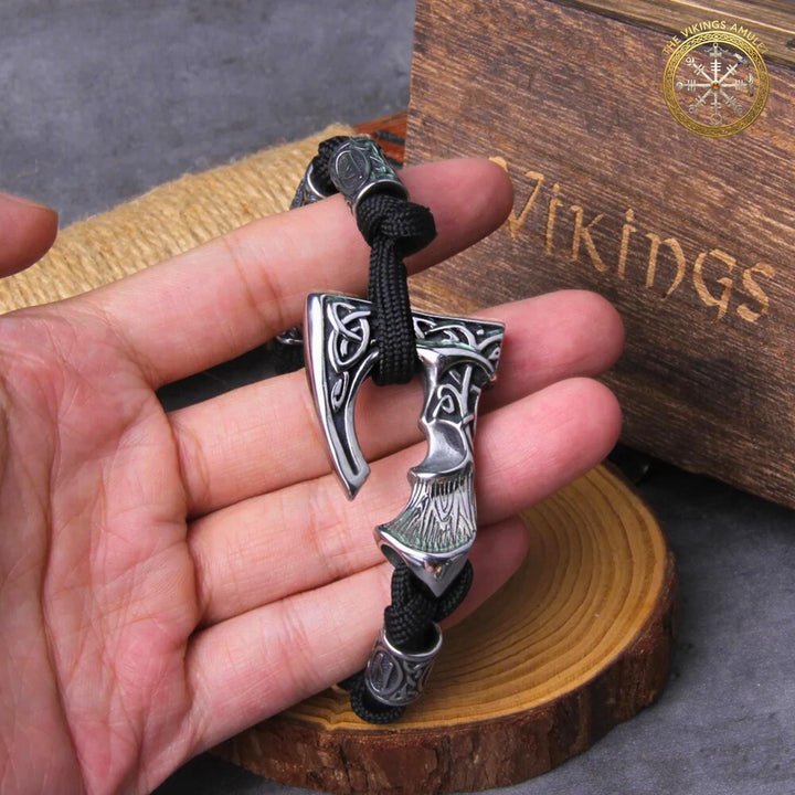 FREE Today: Norse Vikings Axe Celtic Knot Runes Beads Wrap Paracord Bracelet - image 1