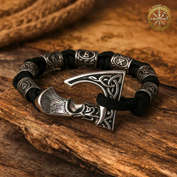 FREE Today: Norse Vikings Axe Celtic Knot Runes Beads Wrap Paracord Bracelet - image 5