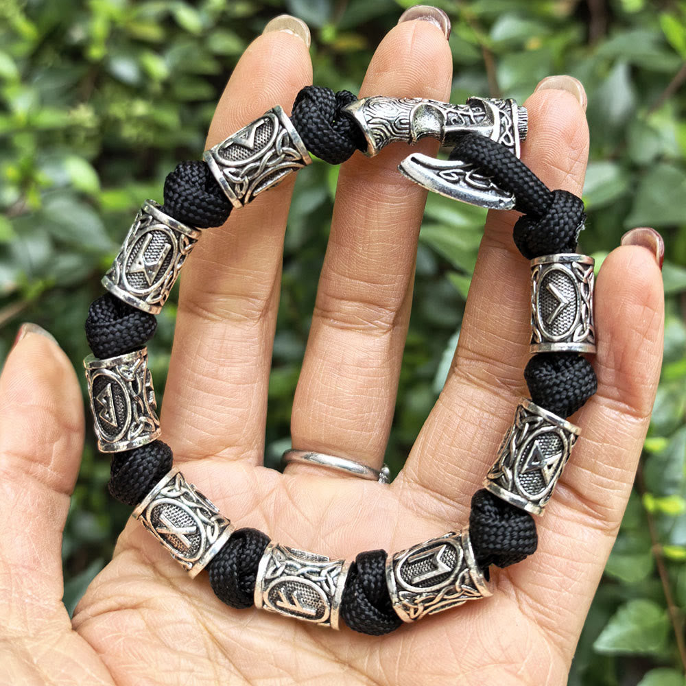 FREE Today: Norse Vikings Axe Celtic Knot Runes Beads Wrap Paracord Bracelet - image 3