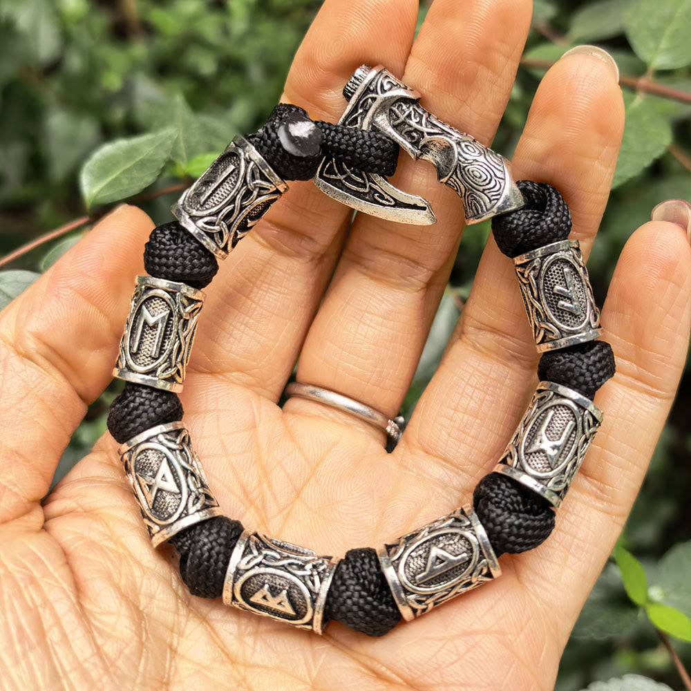 FREE Today: Norse Vikings Axe Celtic Knot Runes Beads Wrap Paracord Bracelet - image 2