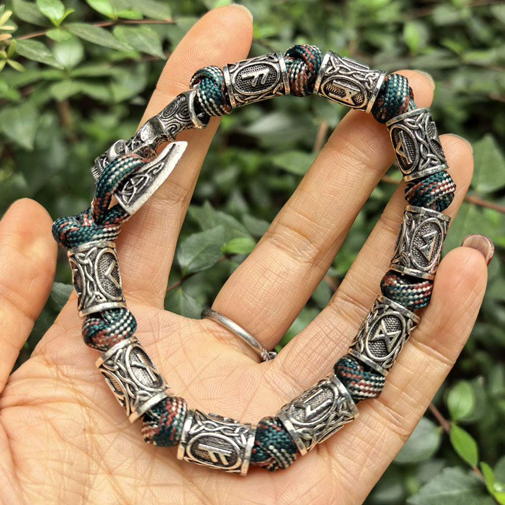 FREE Today: Norse Vikings Axe Celtic Knot Runes Beads Wrap Paracord Bracelet - image 15