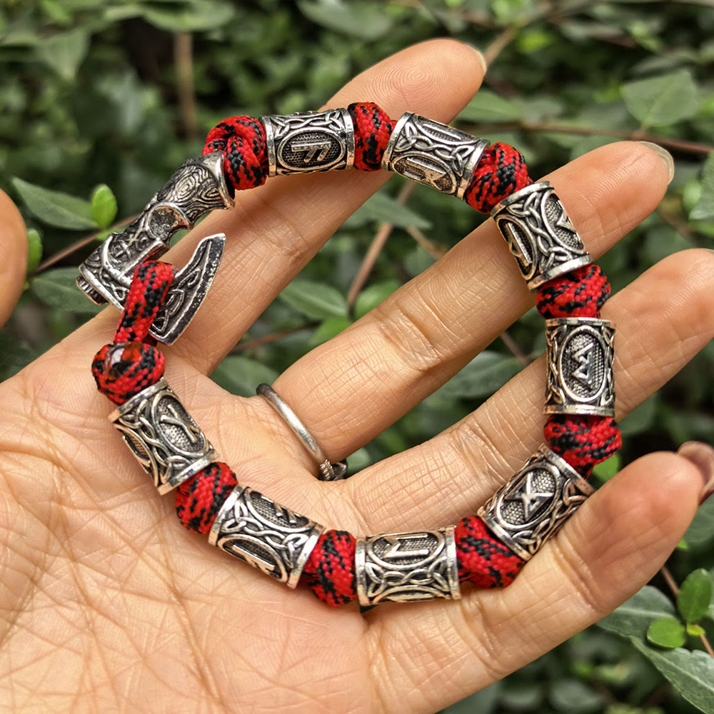 FREE Today: Norse Vikings Axe Celtic Knot Runes Beads Wrap Paracord Bracelet - image 13