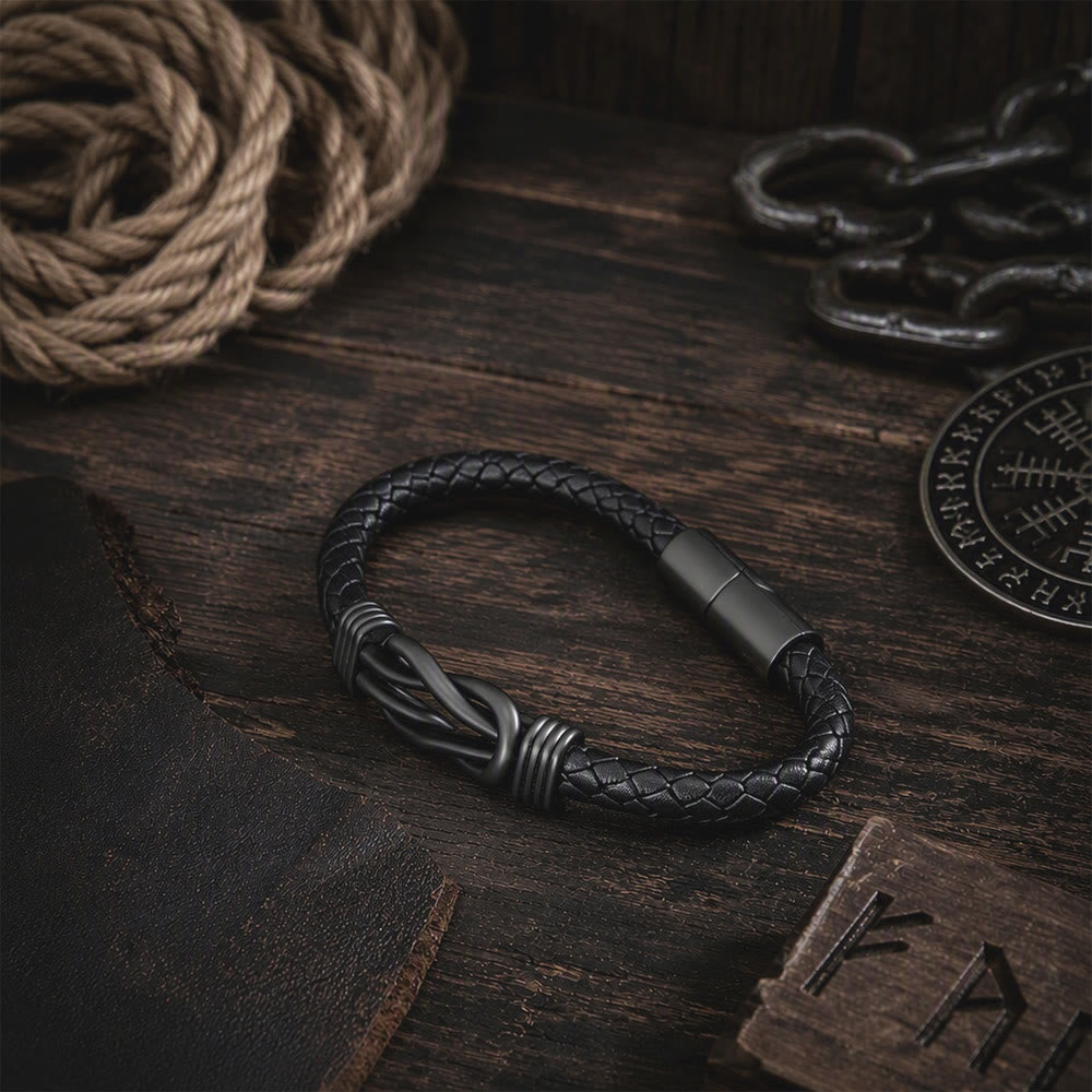 FREE Today: Leather Knot Love Bracelet Stainless Steel Clasp for Men - image 6