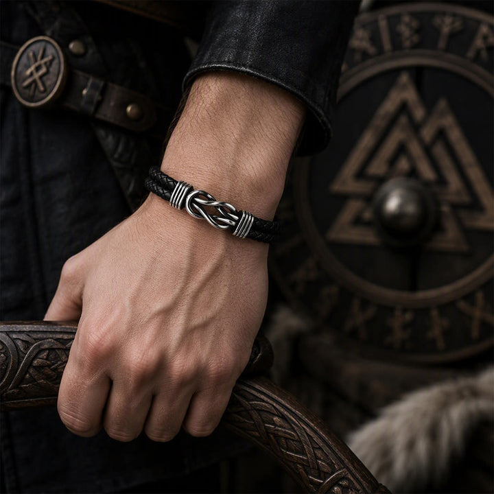 FREE Today: Leather Knot Love Bracelet Stainless Steel Clasp for Men - image 5