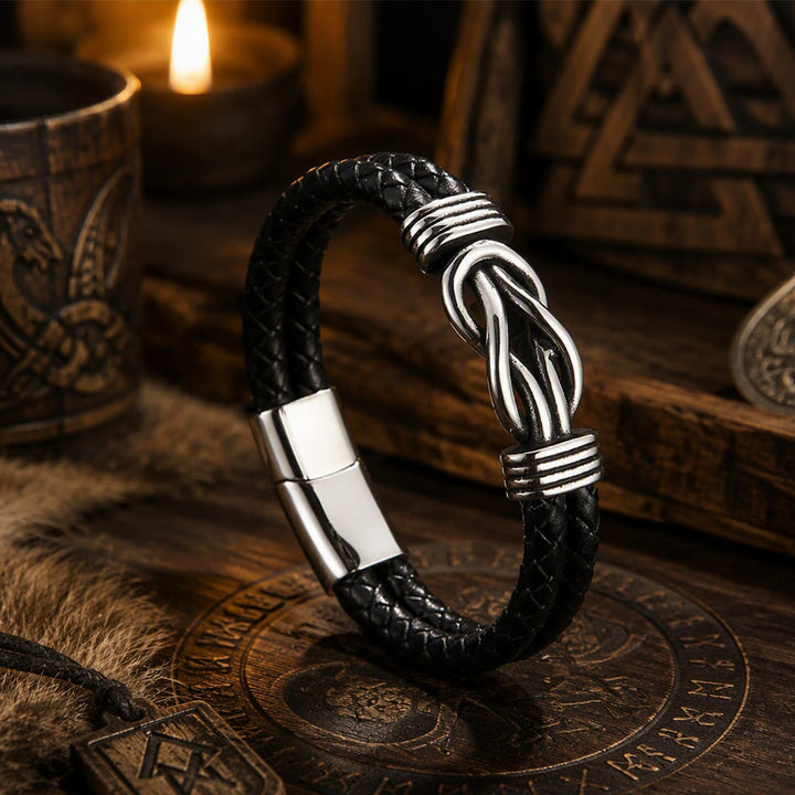 FREE Today: Leather Knot Love Bracelet Stainless Steel Clasp for Men - image 2