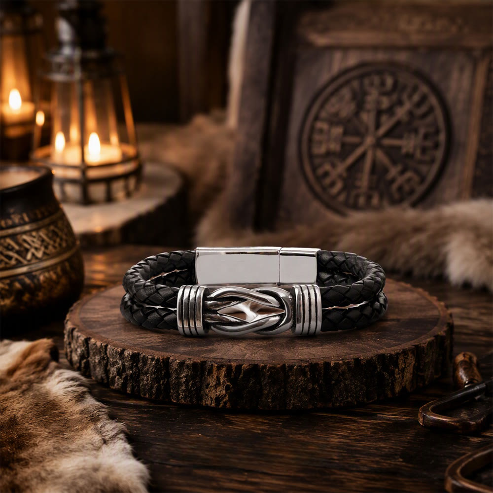 FREE Today: Leather Knot Love Bracelet Stainless Steel Clasp for Men - image 3