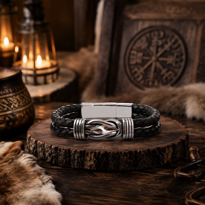 FREE Today: Leather Knot Love Bracelet Stainless Steel Clasp for Men - image 3