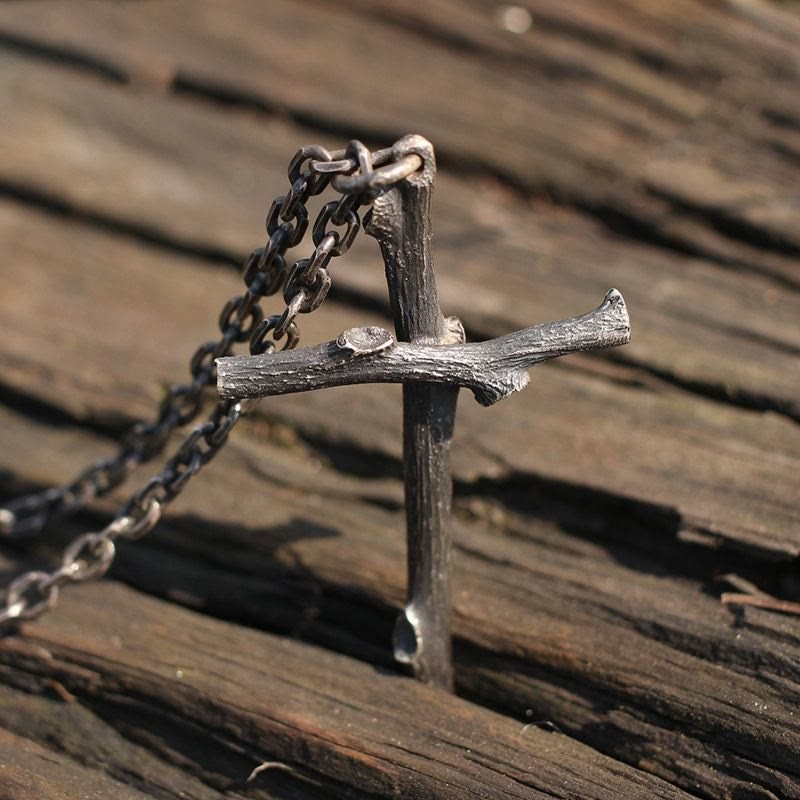 FREE Today: Vintage Metal Twig Cross Pendant Dark Aesthetic Goth Necklace - Cross - image 0