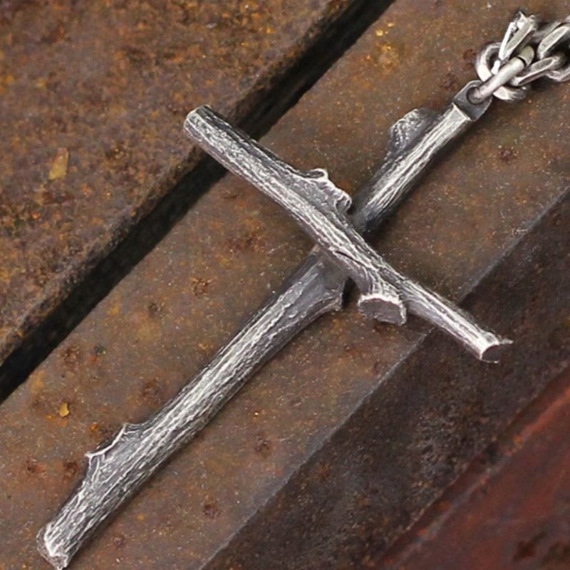 FREE Today: Vintage Metal Twig Cross Pendant Dark Aesthetic Goth Necklace - image 7