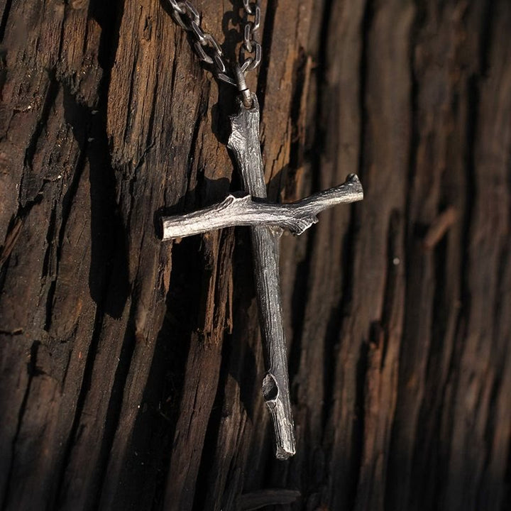 FREE Today: Vintage Metal Twig Cross Pendant Dark Aesthetic Goth Necklace - image 1