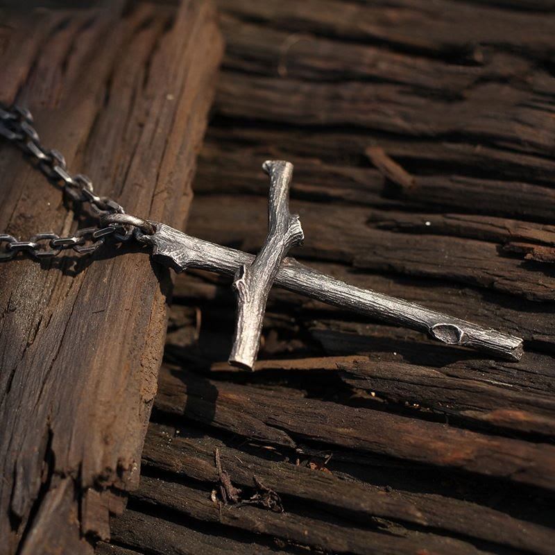 FREE Today: Vintage Metal Twig Cross Pendant Dark Aesthetic Goth Necklace - image 3