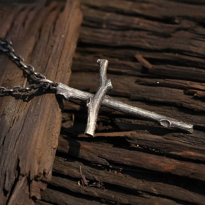 FREE Today: Vintage Metal Twig Cross Pendant Dark Aesthetic Goth Necklace - image 3