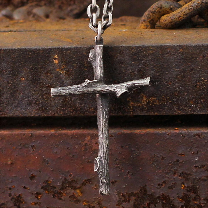 FREE Today: Vintage Metal Twig Cross Pendant Dark Aesthetic Goth Necklace - image 6
