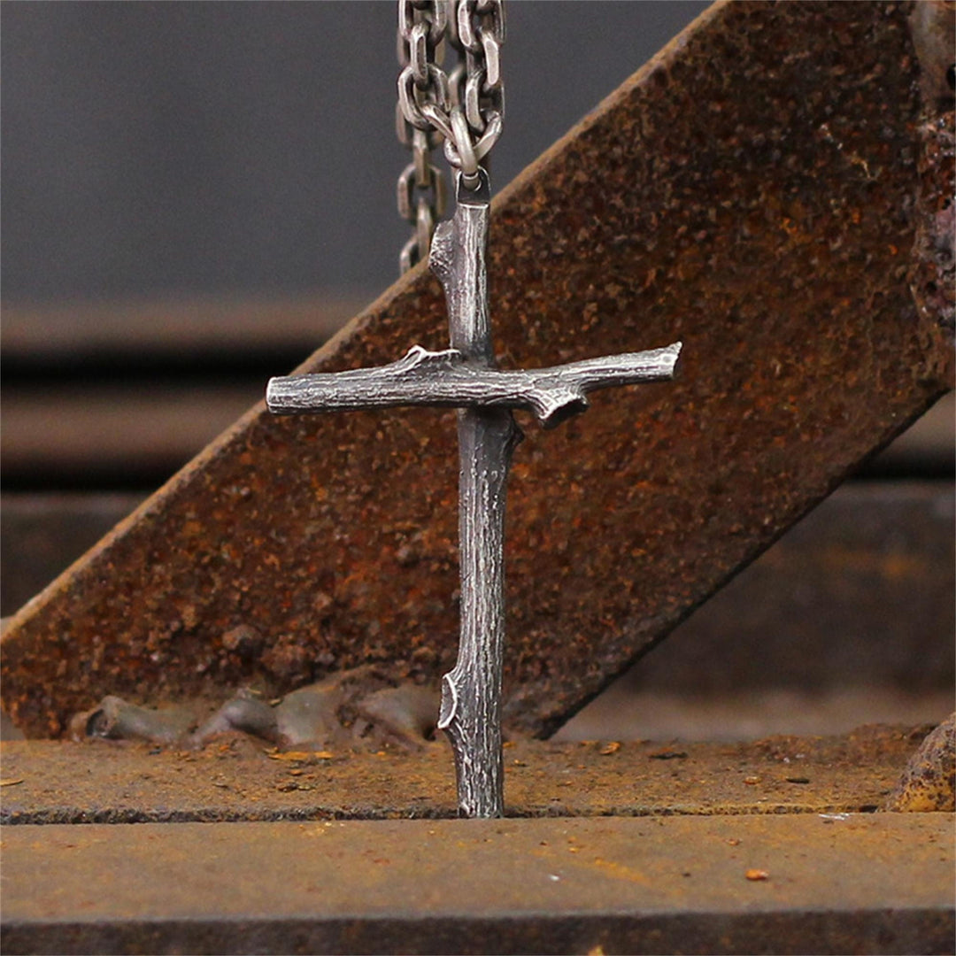 FREE Today: Vintage Metal Twig Cross Pendant Dark Aesthetic Goth Necklace - image 5