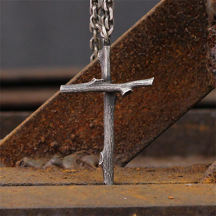 FREE Today: Vintage Metal Twig Cross Pendant Dark Aesthetic Goth Necklace - image 5